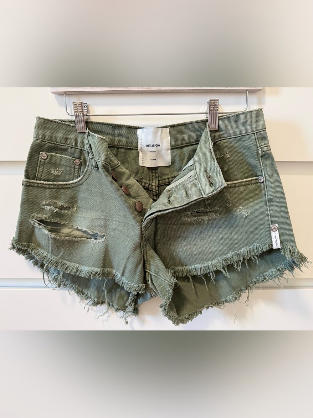 One Teaspoon Distressed Frayed Hem Denim Shorts - Size: 26 - Like New!
